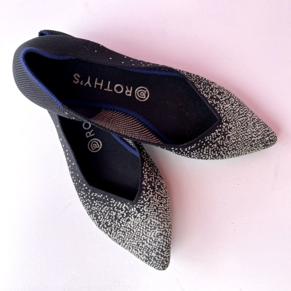 Rothy's Black & White Pointed Toe Flats